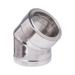 Twin wall stove pipe elbow 45° stainless steel AISI 304